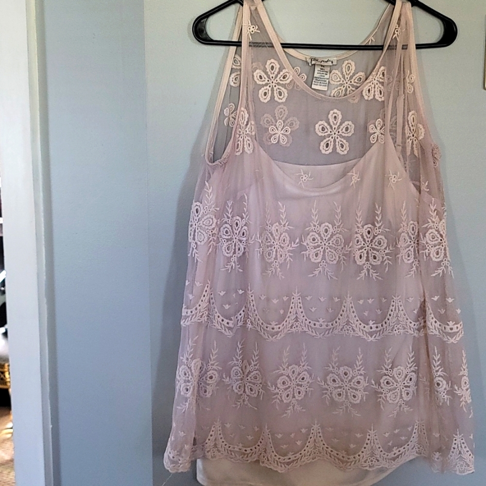 Ultra Pink 2x Double layer lace cami
